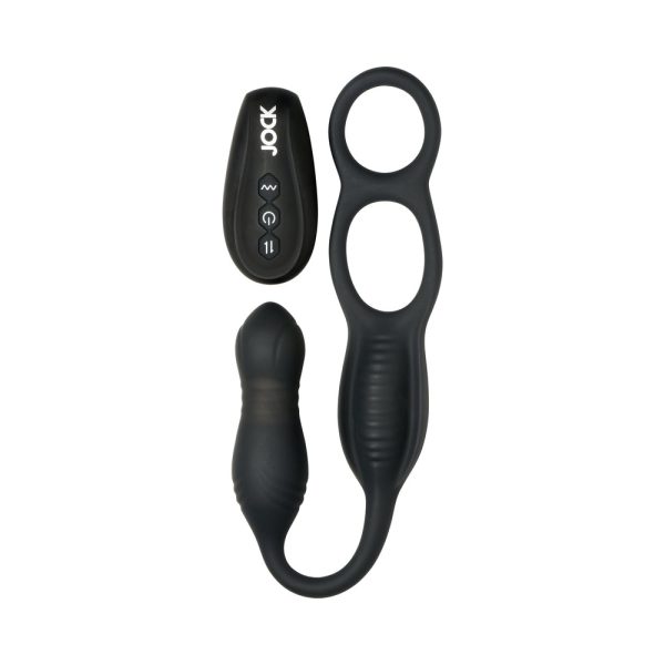 JOCK Silicone Vibrating Plug with Cock & Ball Ring and Remote - Image 3