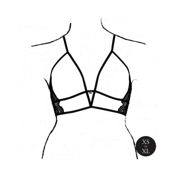 Le Desir Open Cup Triangle Bra with Lace and Adjustable Sliders Black O/S - Image 4
