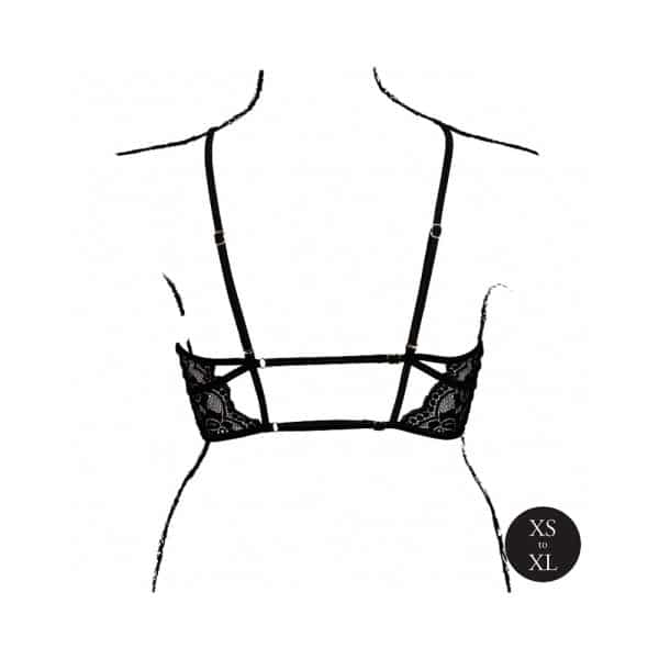 Le Desir Open Cup Triangle Bra with Lace and Adjustable Sliders Black O/S - Image 5