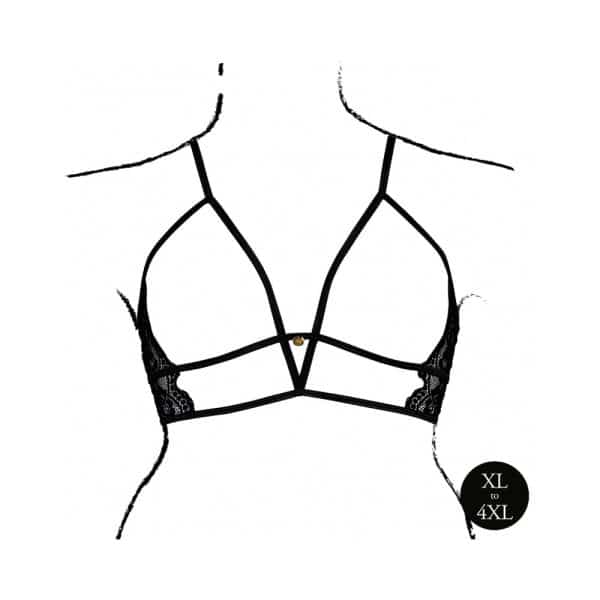 Le Desir Open Cup Triangle Bra with Lace and Adjustable Sliders Black Queen Size - Image 4