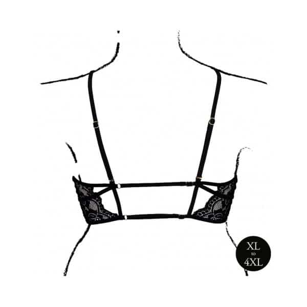 Le Desir Open Cup Triangle Bra with Lace and Adjustable Sliders Black Queen Size - Image 5