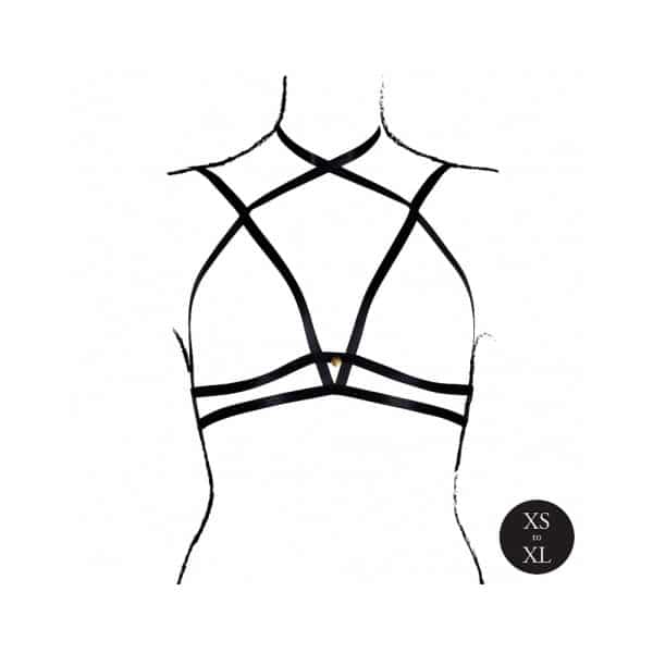 Le Desir Open Cup Triangle Bra with Neck Strap and Adjustable Sliders Black O/S - Image 4