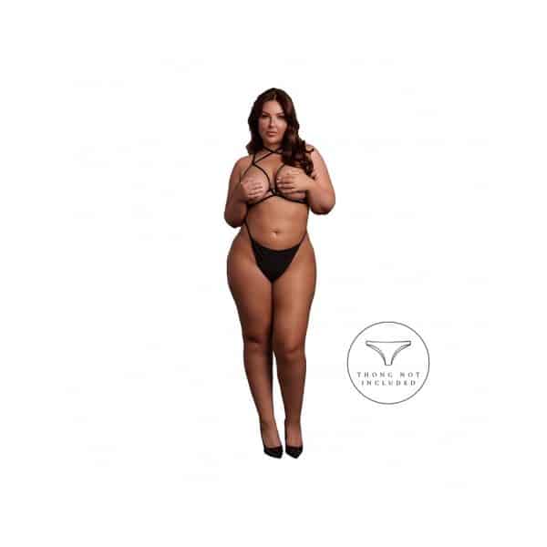 Le Desir Open Cup Triangle Bra with Neck Strap and Adjustable Sliders Black Queen Size - Image 2