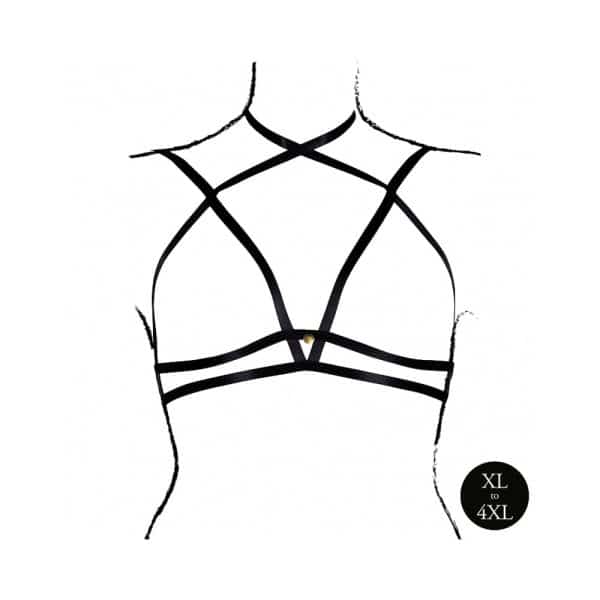 Le Desir Open Cup Triangle Bra with Neck Strap and Adjustable Sliders Black Queen Size - Image 4