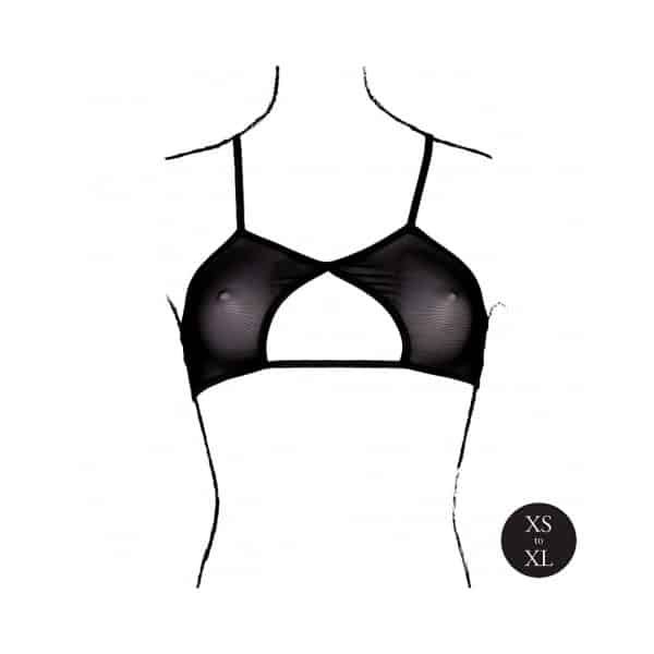 Le Desir Keyhole Mesh Bra with Double Back Straps and Adjustable Sliders Black O/S - Image 4
