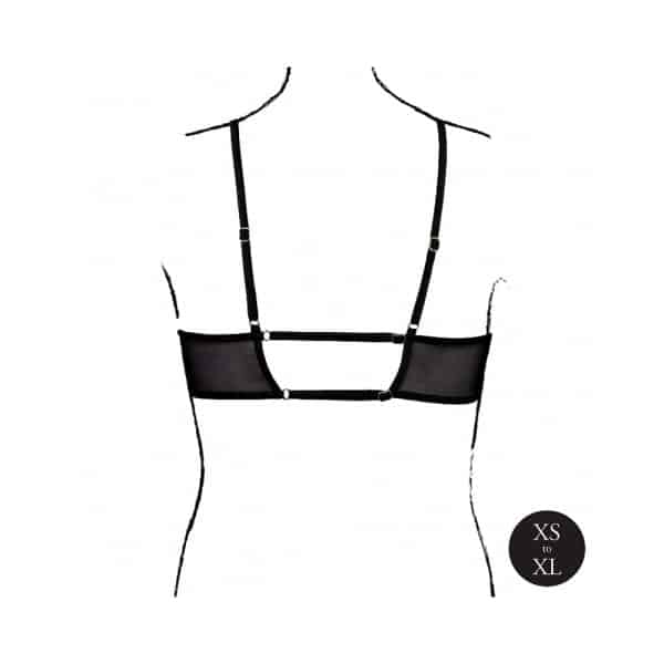Le Desir Keyhole Mesh Bra with Double Back Straps and Adjustable Sliders Black O/S - Image 5