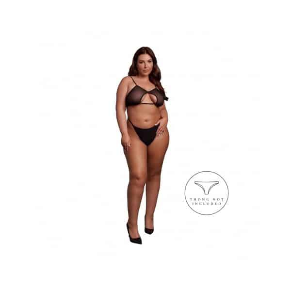 Le Desir Keyhole Mesh Bra with Double Back Straps and Adjustable Sliders Black Queen Size - Image 2