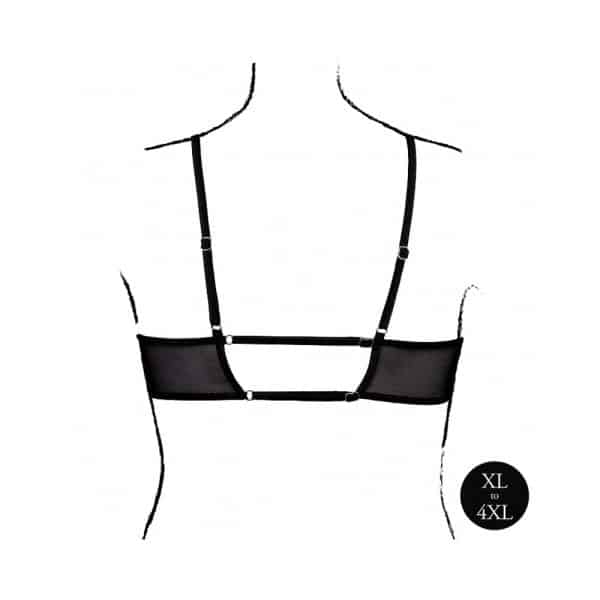 Le Desir Keyhole Mesh Bra with Double Back Straps and Adjustable Sliders Black Queen Size - Image 5