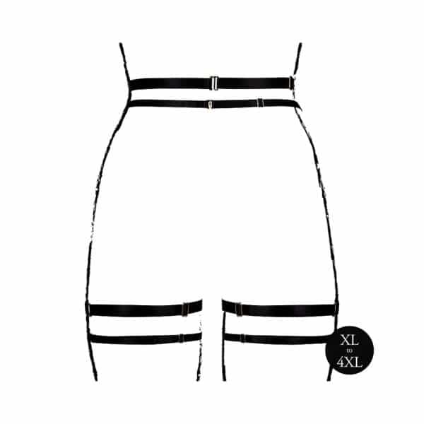 Le Desir Double Strap Garter Belt with Adjustable Sliders Black Queen Size - Image 5