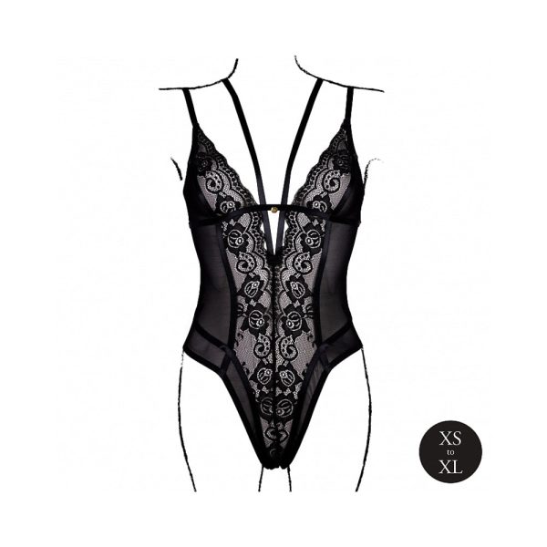 Le Desir Wireless Lace Bodysuit with Adjustable Sliders Black O/S - Image 4