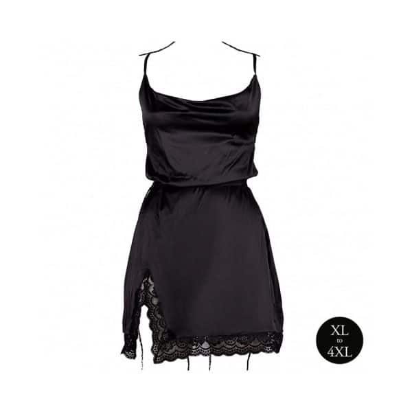 Le Desir Open Back Silk Dress with Criss Cross Details and Slit Black Queen Size - Image 4