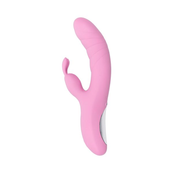 Playboy Rub Me Right Rechargeable Thrusting Dual Stimulator Silicone Pink Petal - Image 3