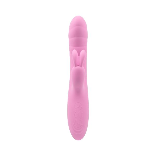 Playboy Rub Me Right Rechargeable Thrusting Dual Stimulator Silicone Pink Petal - Image 6
