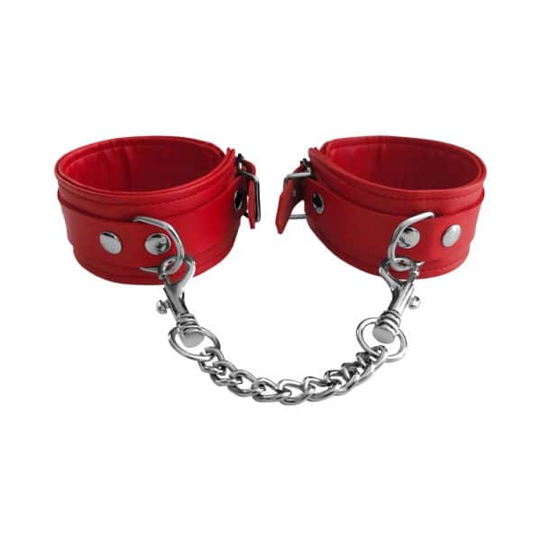 Rouge Fetish Play Vegan Wrist Cuffs Red - Image 2
