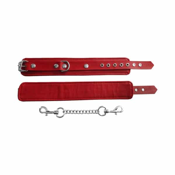 Rouge Fetish Play Vegan Ankle Cuffs Red - Image 4