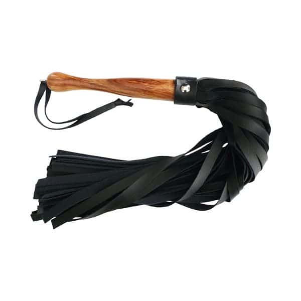Rouge Fetish Play Vegan Wooden Handle Flogger Black - Image 2