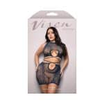 Fantasy Lingerie Vixen At Last Floral Lace Knit Tie-Back Top & Skirt Navy Queen Size