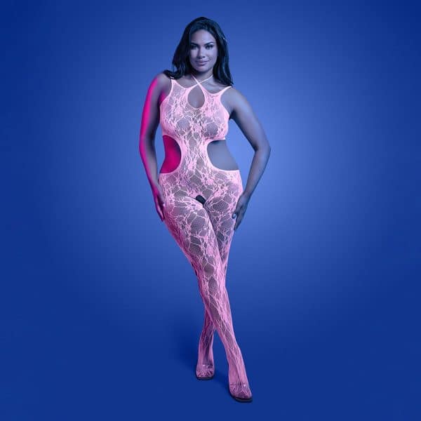 Fantasy Lingerie Glow Equilibrium Glow-in-the-Dark Crotchless Bodystocking Queen Size - Image 2