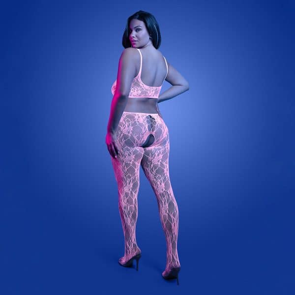 Fantasy Lingerie Glow Equilibrium Glow-in-the-Dark Crotchless Bodystocking Queen Size - Image 3