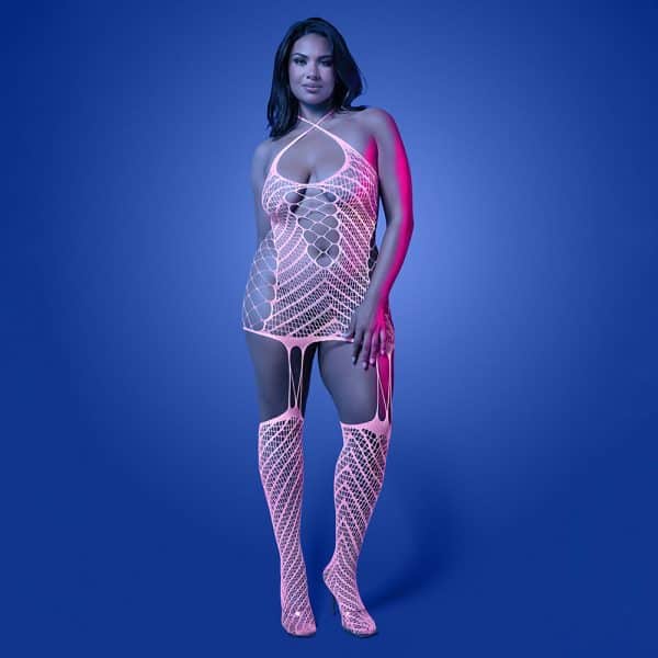 Fantasy Lingerie Glow Metamorphic Glow-in-the-Dark Bodystocking Dress Queen Size - Image 2