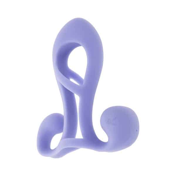 Playboy Fantasy Cage Rechargeable Vibrating Cock Cage Silicone Purple - Image 4