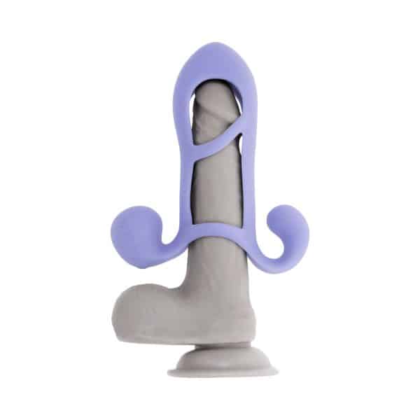 Playboy Fantasy Cage Rechargeable Vibrating Cock Cage Silicone Purple - Image 9
