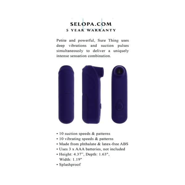 Selopa Sure Thing AAA Battery Vibrating Suction Silicone Purple - Image 9