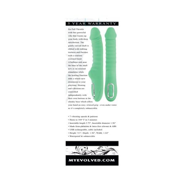 Evolved Full Throttle Rechargeable Warming Vibrator Silicone Mint Green - Image 9