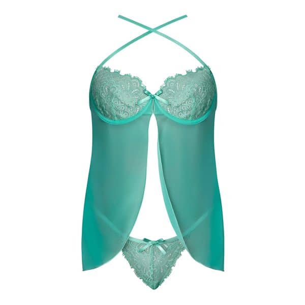 Magic Silk Caribbean Crush Flutter Babydoll & Thong Set Aqua Glow L/XL - Image 4