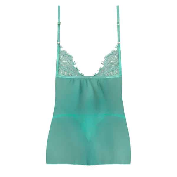Magic Silk Caribbean Crush Flutter Babydoll & Thong Set Aqua Glow L/XL - Image 5