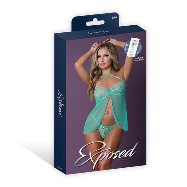 Magic Silk Caribbean Crush Flutter Babydoll & Thong Set Aqua Glow L/XL - Image 6