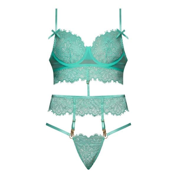 Magic Silk Caribbean Crush Demi Longline Bra & Panty with Flounce Aqua Glow S/M - Image 4
