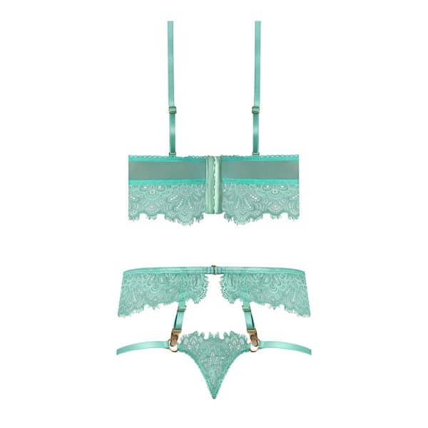 Magic Silk Caribbean Crush Demi Longline Bra & Panty with Flounce Aqua Glow S/M - Image 6