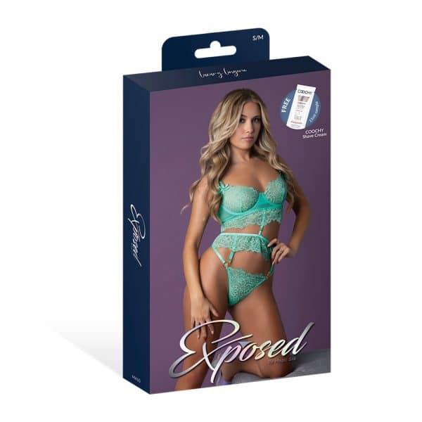 Magic Silk Caribbean Crush Demi Longline Bra & Panty with Flounce Aqua Glow S/M - Image 7