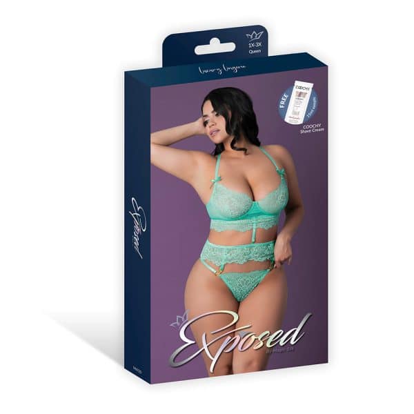 Magic Silk Caribbean Crush Demi Longline Bra & Panty with Flounce Aqua Glow Queen Size - Image 9