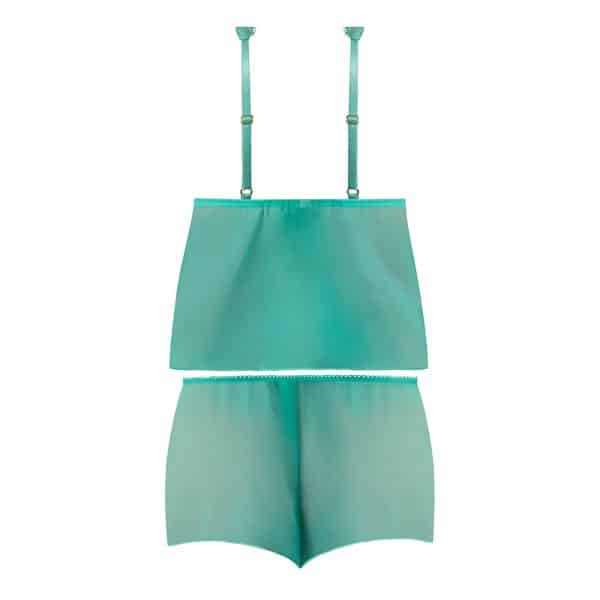 Magic Silk Caribbean Crush Flutter Cami & Short Set Aqua Glow S/M - Image 5