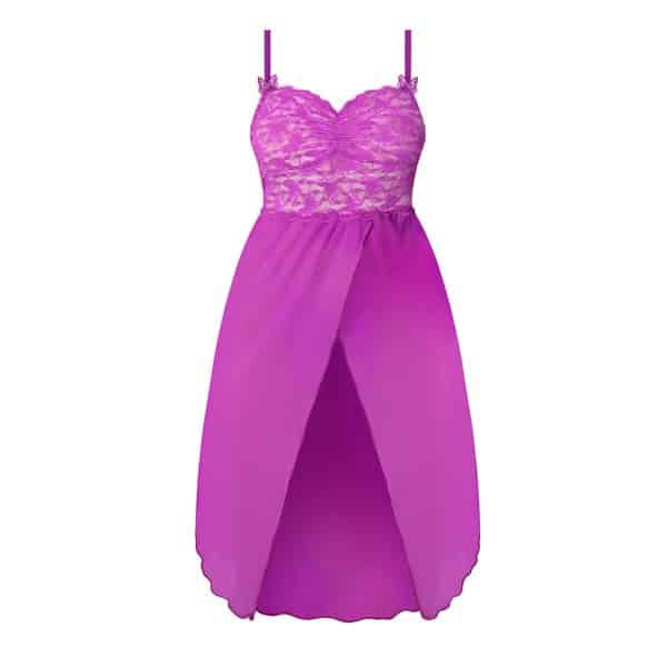 Magic Silk Butterfly Fantasies Gown & Thong Set Neon Purple L/XL - Image 4