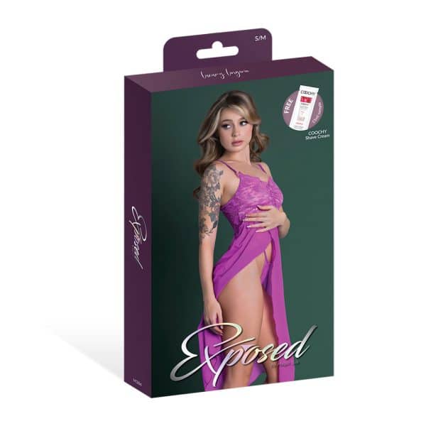 Magic Silk Butterfly Fantasies Gown & Thong Set Neon Purple L/XL - Image 6