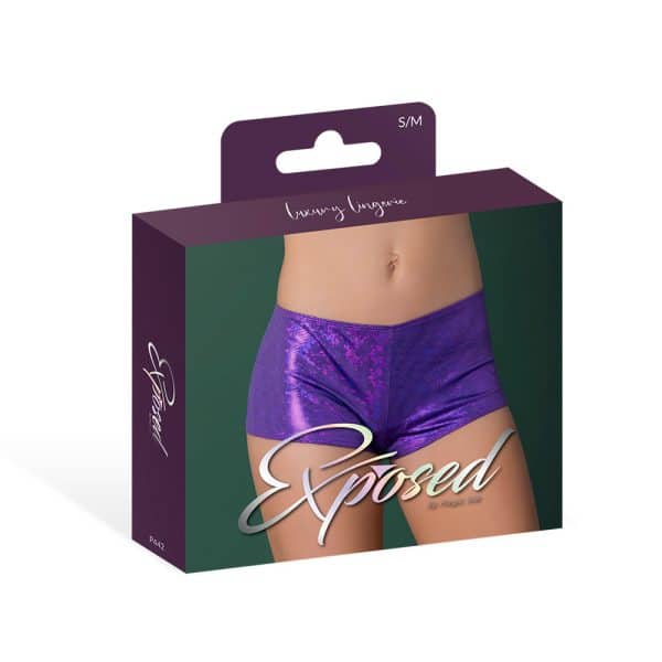 Magic Silk Glimmer Mini Boy Short Purple Disco S/M - Image 5