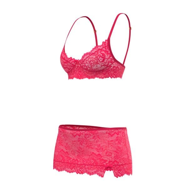 Magic Silk Get It Girl Bra, Skirt & Thong Set Diva Pink L/XL - Image 5