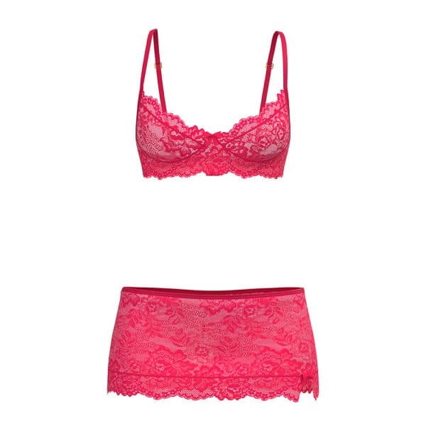 Magic Silk Get It Girl Bra, Skirt & Thong Set Diva Pink Queen Size - Image 4