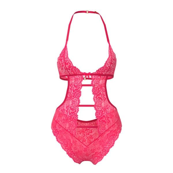 Magic Silk Get It Girl Halter Teddy with Snap Crotch Diva Pink S/M - Image 4