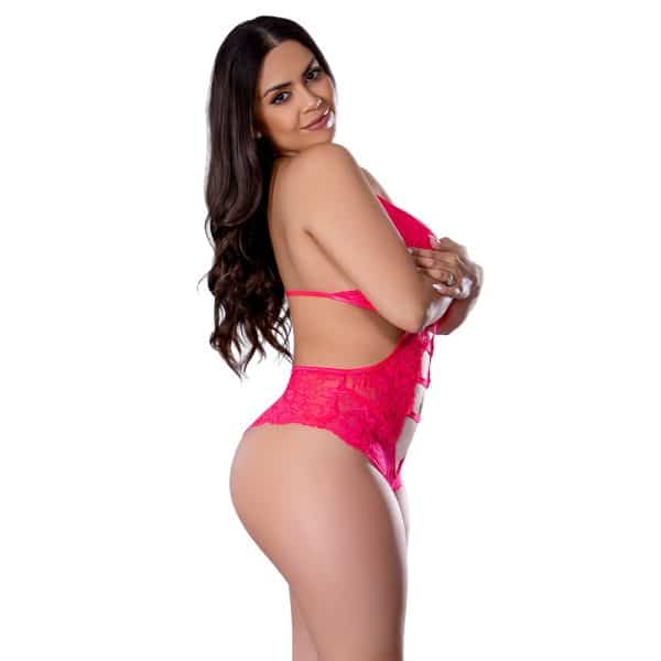 Magic Silk Get It Girl Halter Teddy with Snap Crotch Diva Pink Queen Size - Image 2