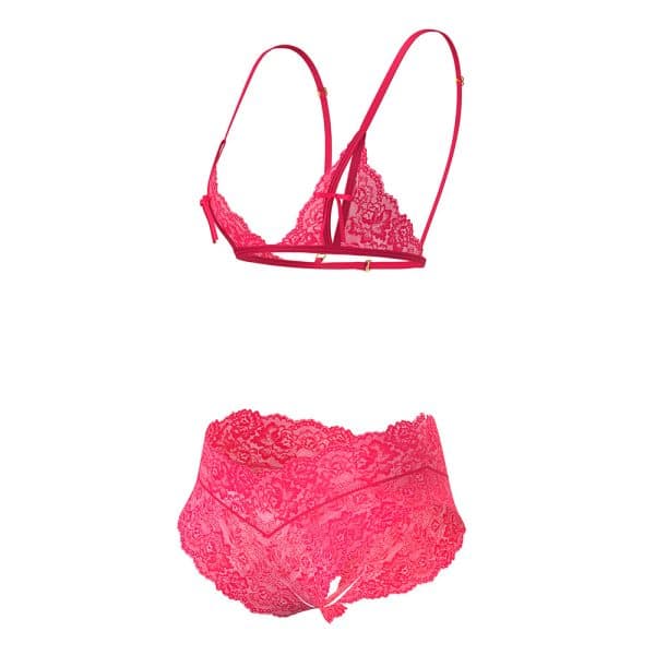 Magic Silk Get It Girl Peek-a-Boo Bralette & Split Crotch Boy Short Diva Pink Queen Size - Image 5