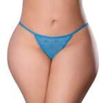Magic Silk Flirty Hearts Open Back Panty Blue Sugar Queen Size