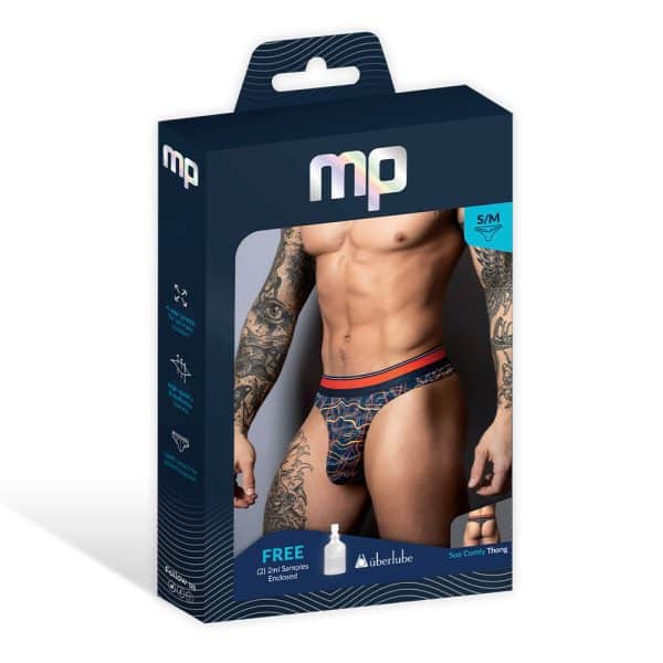 Male Power Soo Cumfy Thong Navy/Orange S/M - Image 5
