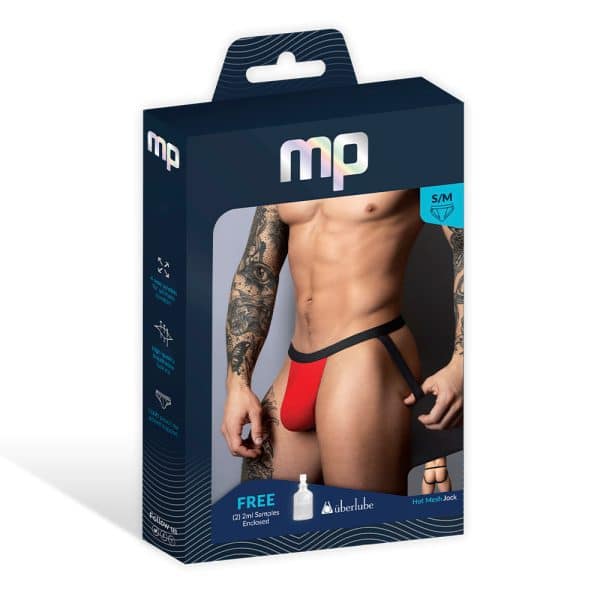 Male Power Hot Mesh Jock Black/Red S/M - Image 5