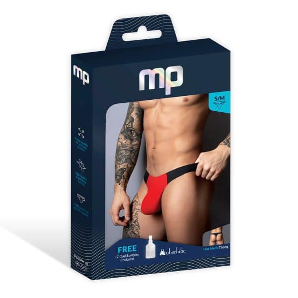 Male Power Hot Mesh Bong Thong Black/Red S/M - Image 5