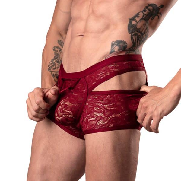 Male Power Lucifer Cutout Short Burgundy S - Image 2