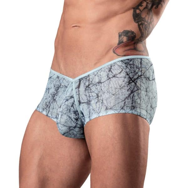 Male Power Marble Mesh Micro Mini Short Silver Blue S - Image 2